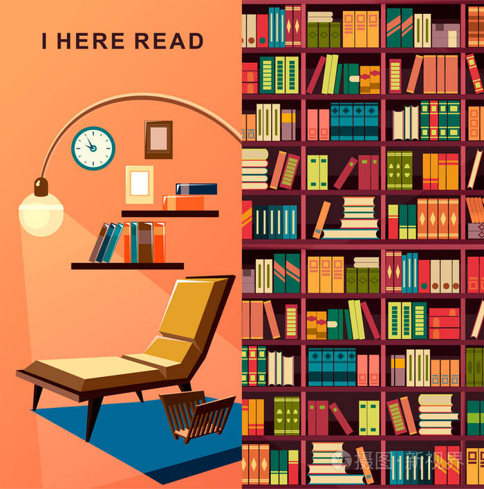 图书馆书架内部