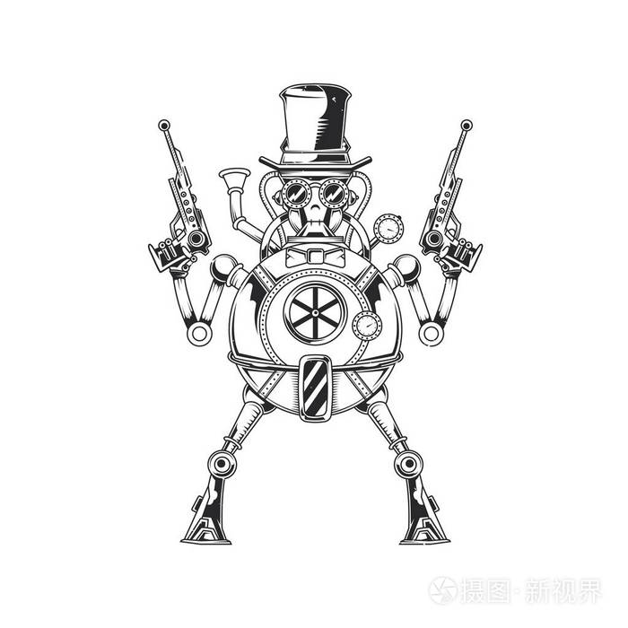 蒸汽朋克机器人例证插画-正版商用图片07bt30-摄图新视界