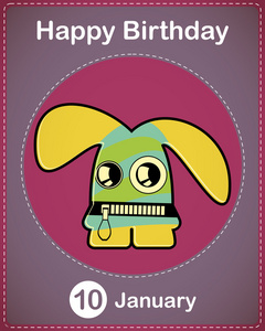 祝你生日快乐卡可爱卡通怪物矢量
