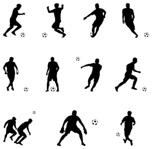 足球运动员剪影矢量插画