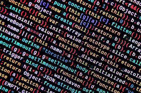文本编辑器中的 Javascript 代码。编码空间概念。web 开发 javascript 代码的屏幕。实现 Seo 概念, 