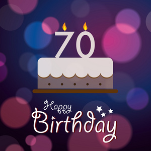 岁生日快乐的 70 岁生日-景矢量背景与蛋糕照片