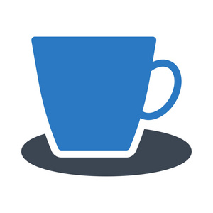 咖啡杯平面图标被隔离在白色背景, 矢量, 插图