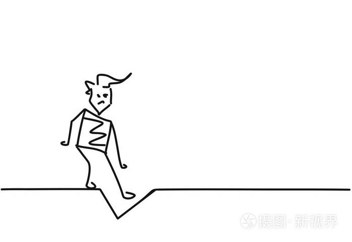 人下落卡通手绘素描矢量插图