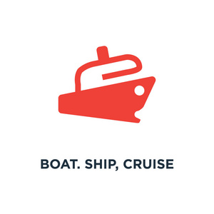 船。船, 巡航船图标。船, 海旅行概念符号设计, 矢量插图