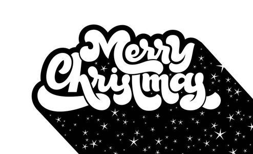 圣诞快乐贺卡与手绘字母组成和明星。完美的印刷, t恤衫或墙艺术