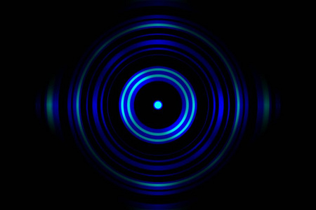 声波振荡蓝光与圆旋转抽象背景