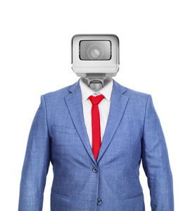 人类的头部形状一个空心的服装, 头部在监控摄像头的形状照片