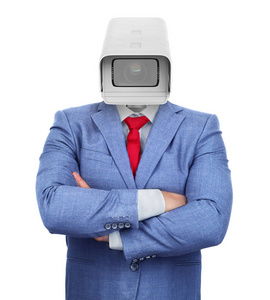 一个空心的服装, 头部在监控摄像头的形状照片