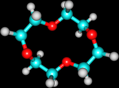 冠醚在黑色背景上的超分子