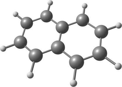 萘分子的结构，在白色背景上