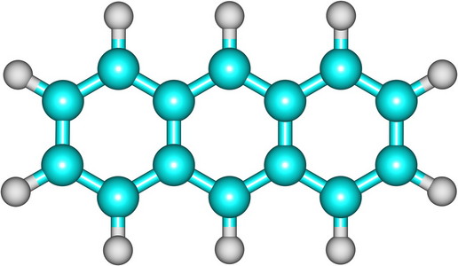 脚多环芳烃蒽分子的结构,在白色背景上照片