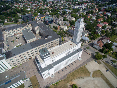 在立陶宛考纳斯, 基督复活教会的鸟瞰图