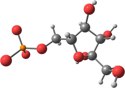 分子白色果糖分子结构在白色背景下的研究照片