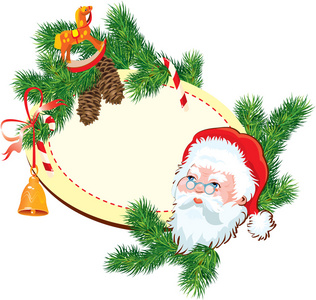 圣诞节和新年背景圣诞老人头 杉木树 b