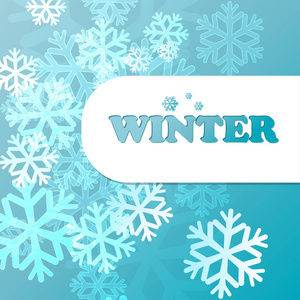蓝色背景与雪花在寒冷的冬天。圣诞节或假日的贺卡。矢量