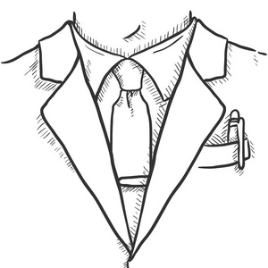 西装领带矢量插图的商人卡通素描