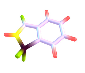 糖精分子结构在白色背景上