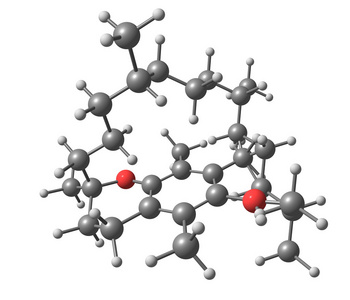 生育酚 (维生素 e) 分子结构在白色背景上照片