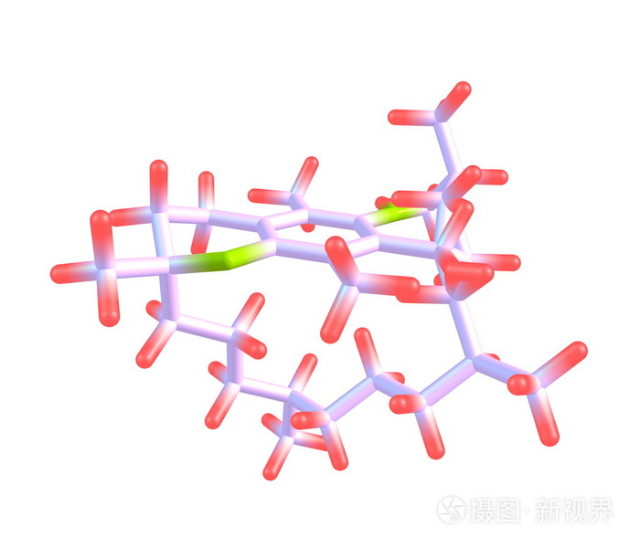 生育酚维生素e分子结构在白色背景上