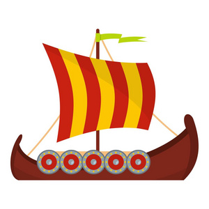 斯堪的纳维亚船图标, 扁平样式