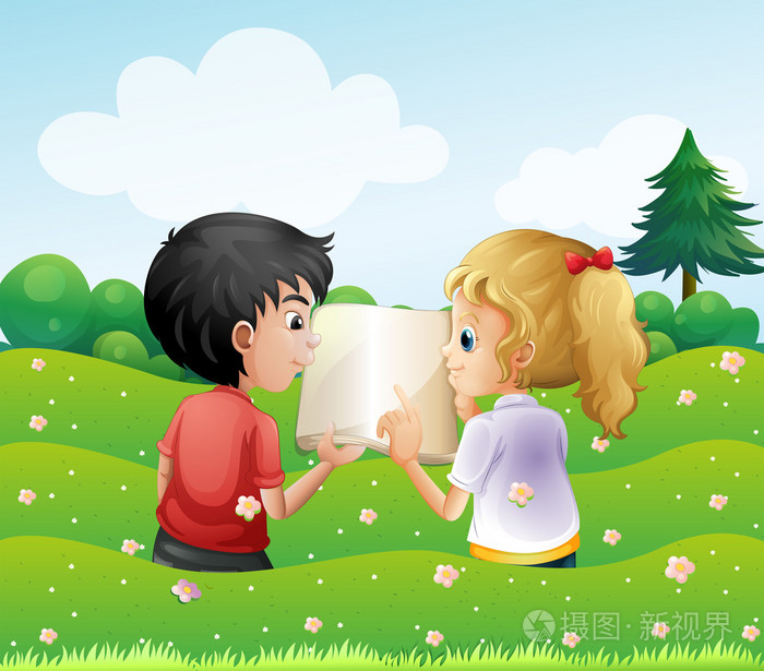 两个少年在与空书山