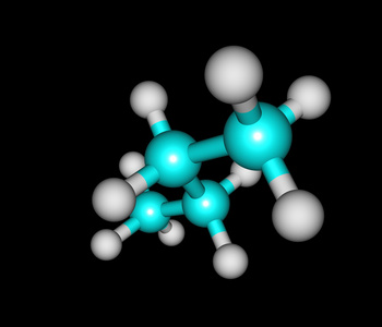 在黑色的丁烷分子的结构