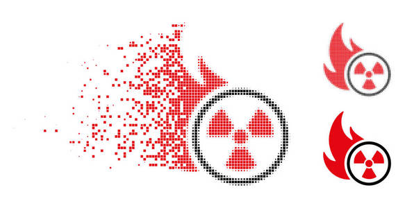 损坏的像素半色调原子火图标