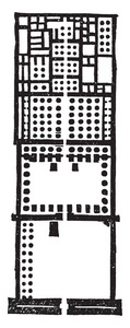 埃及, Memnonium 的计划, 它是最好的古代 Memnonium, Ramesseum 遗址, 复古线条画或雕刻插图图片