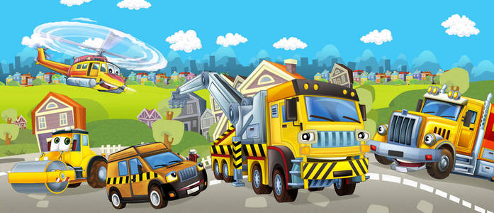 路飞罗宾色漫画动画片拖车, 路辗和飞行员汽车-例证为孩子照片