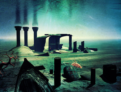 海底世界和废墟照片