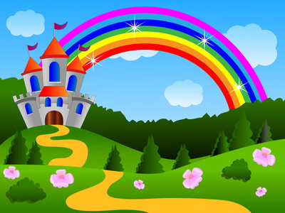 童话般的宫殿,在森林的边缘照片