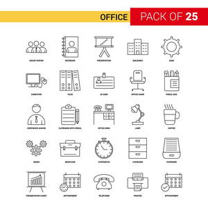 办公室黑线图标25 业务大纲图标集