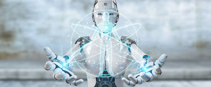 人体机器白女人机器人扫描人体3d 渲染照片