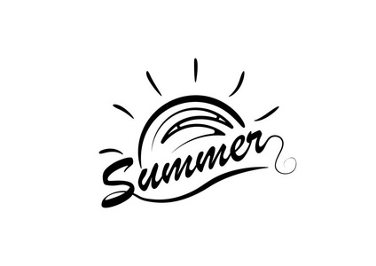 矢量插图 在白色背景下的夏季假期的画笔刻字成分
