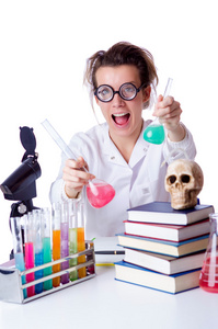 疯狂女化学家在实验室