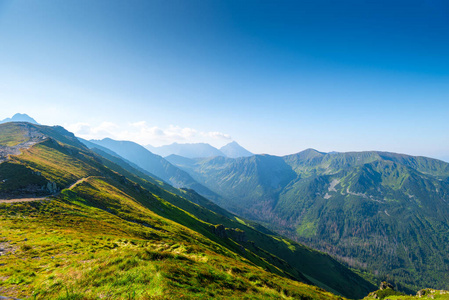 在波兰风景如画的高山, Kasprowy Wierch 的顶端