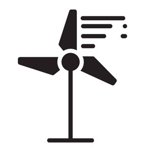 风车图标与 eolic 风力涡轮机产生清洁能源