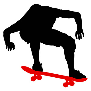 运动员滑板的黑色剪影在跳跃