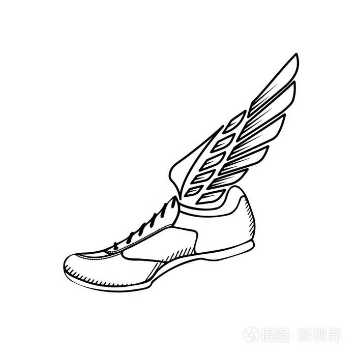 运动鞋的翅膀图标插画