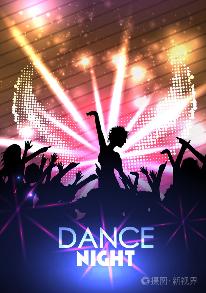 迪斯科舞会海报背景模板-矢量图