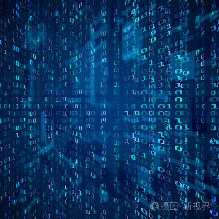 二进制代码流抽象数字二进制矩阵数技术的未来概念背景矢量插图