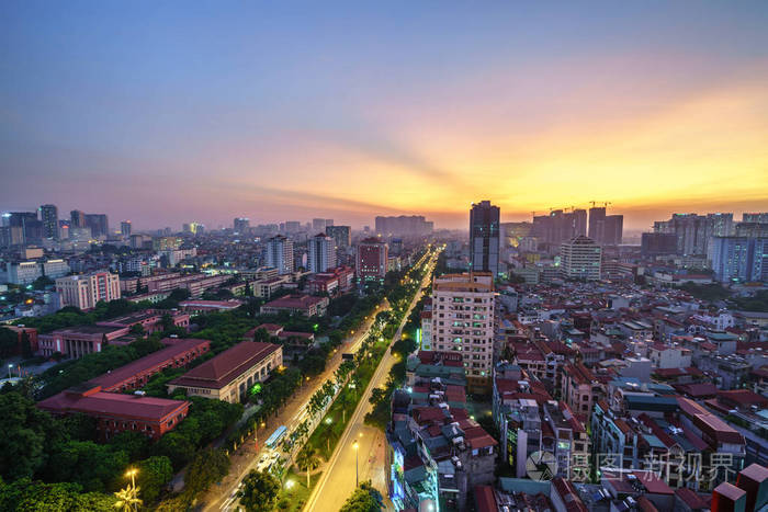 河内小季爱雅越南街晃的河内城市景观鸟瞰图