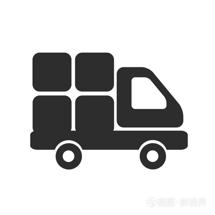 矢量送货卡车黑色图标