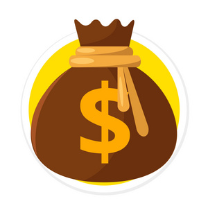 矢量钱袋子扁圆形图标照片