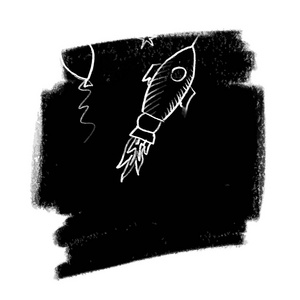 黑板设计中的宇宙飞船涂鸦素描