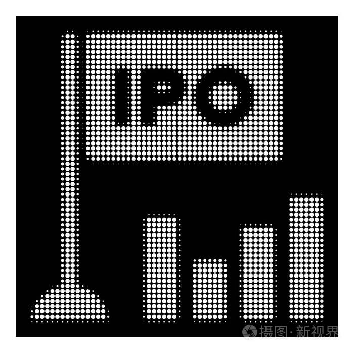 白色半色调 Ipo 条形图图标