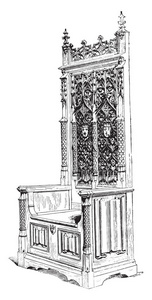 第十五世纪的荣誉座, 复古刻插图。工业百科全书 E。拉米1875