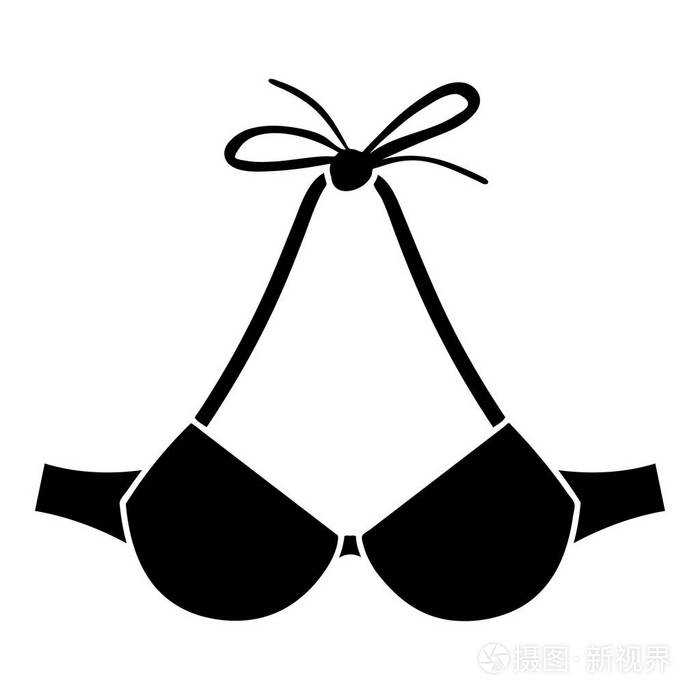沙滩胸罩图标简单的黑色风格