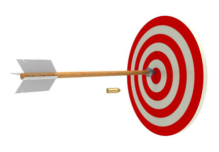 目标和箭头和接近它.训练射击.镜头.3d渲染.射箭照片